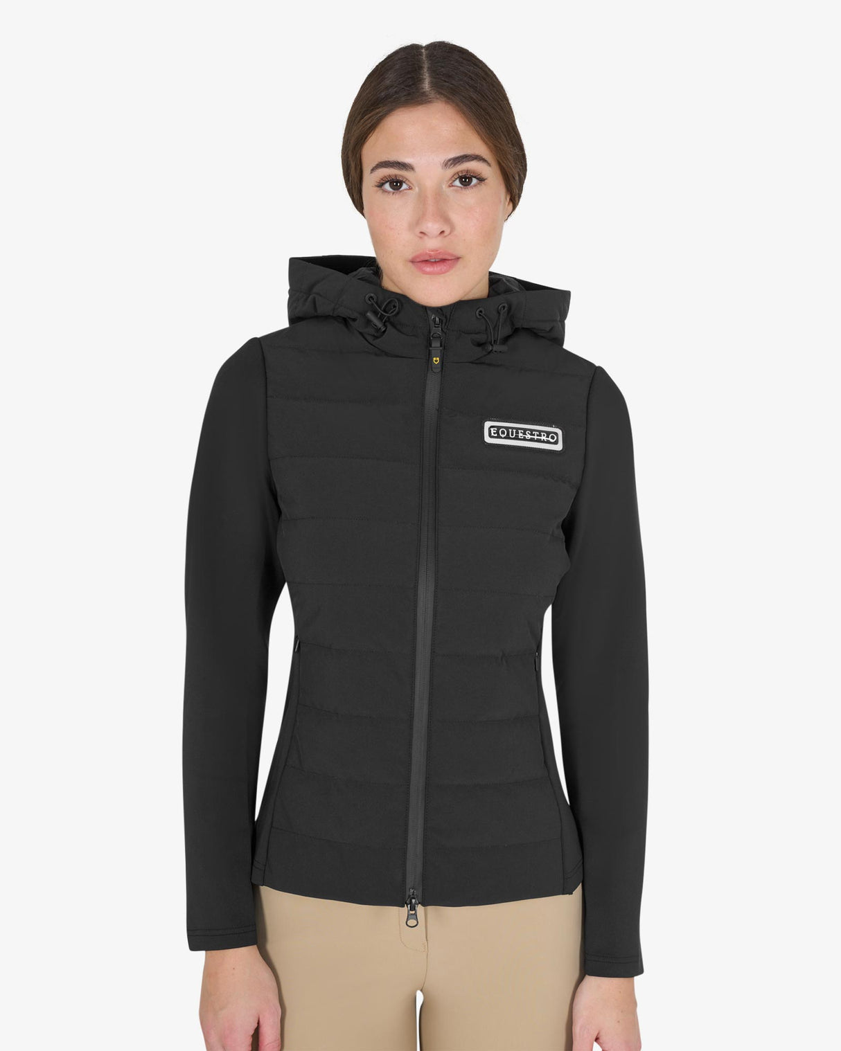 Piumino donna misto tecnico con cappuccio