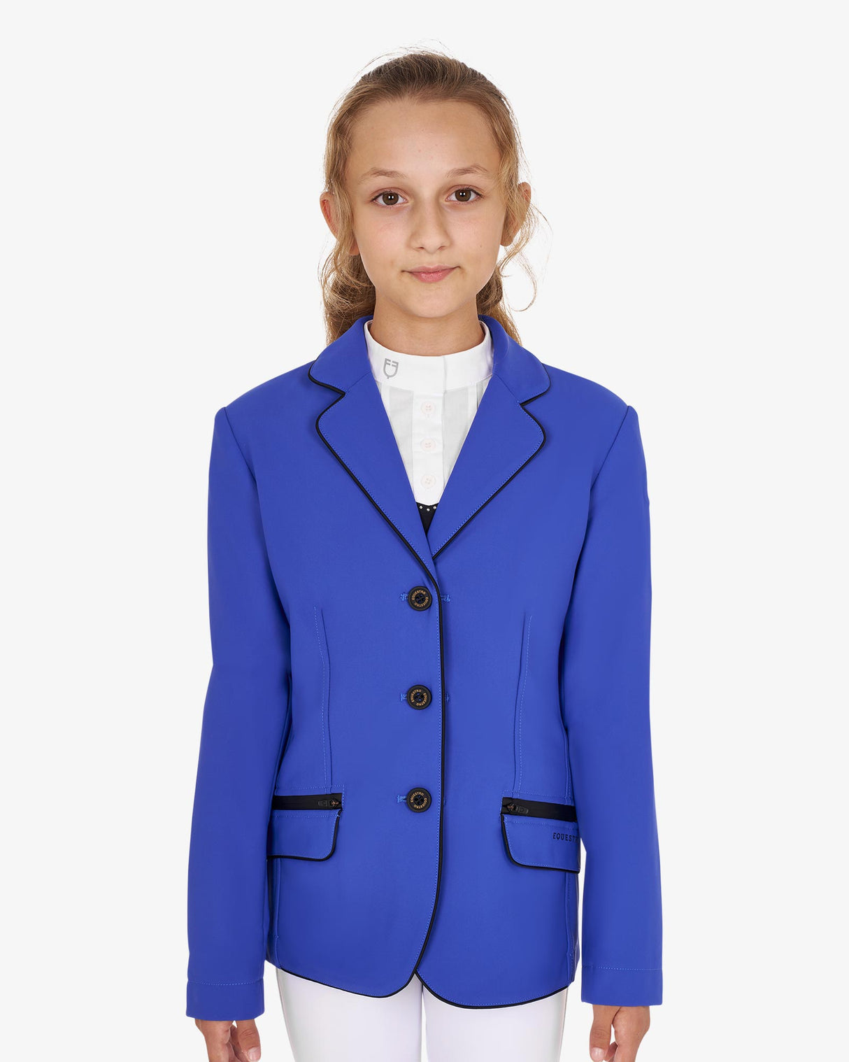 Giacca bambina da concorso in tessuto tecnico Equestro Royal Blu