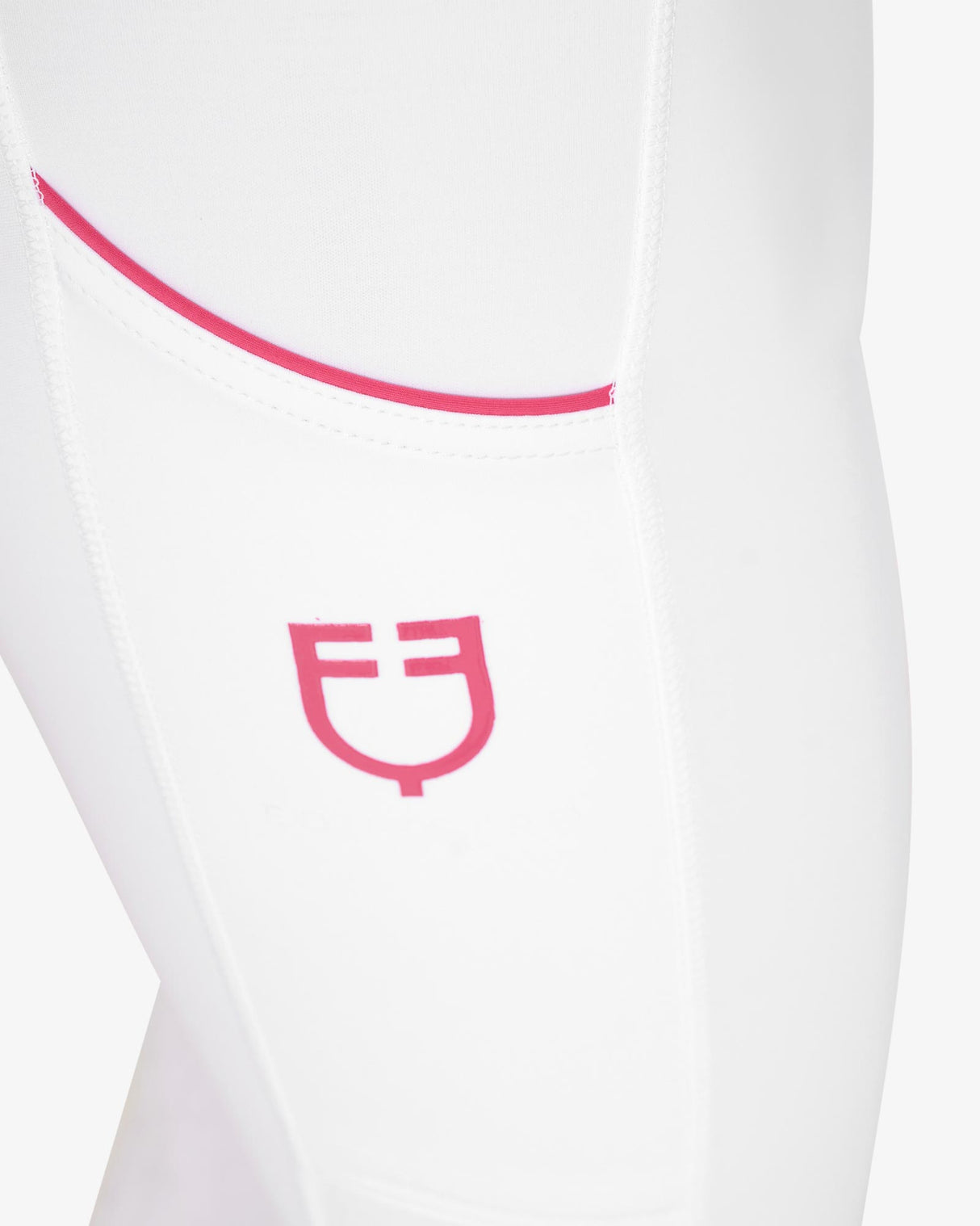 Leggings bambina Equestro full grip bianco con logo fucsia
