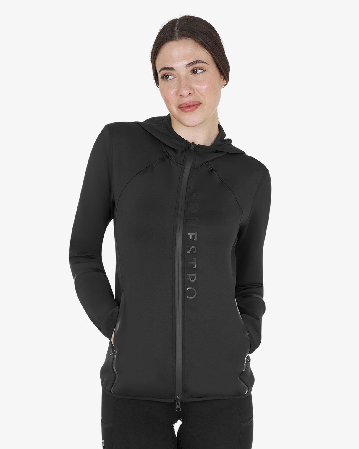 Felpa tecnica da donna in jersey con zip