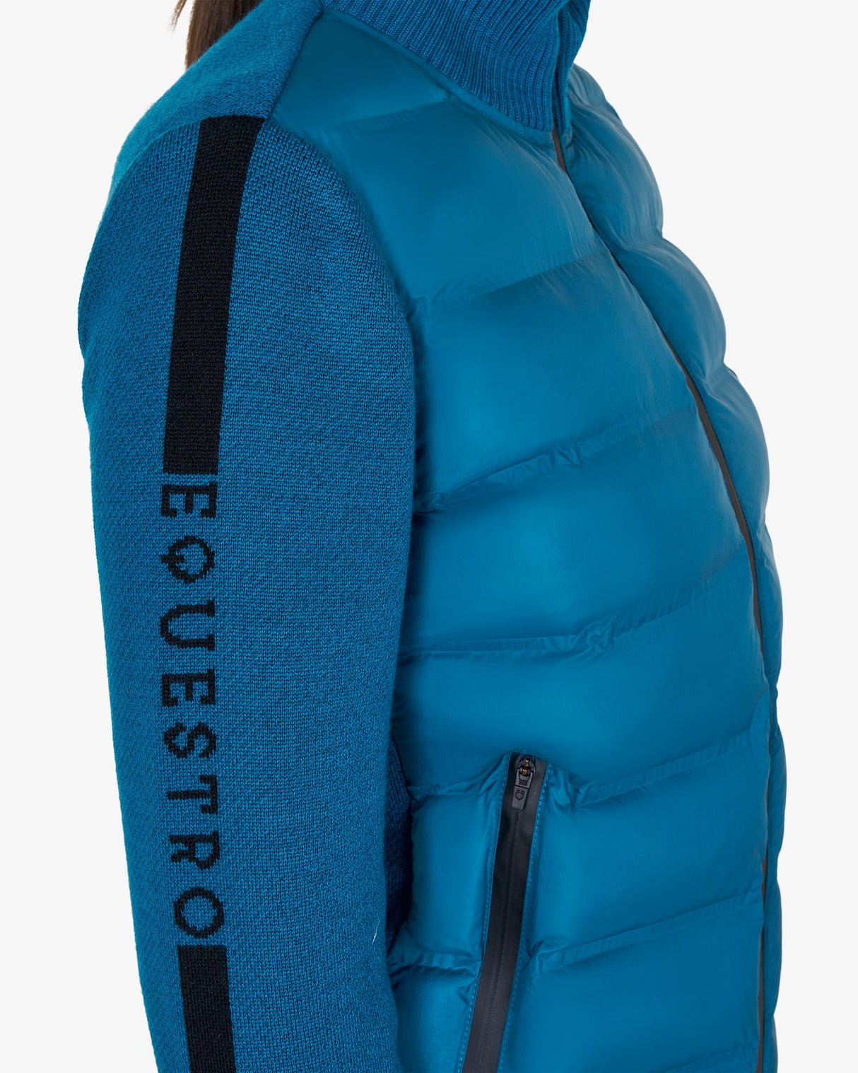 Piumino da donna in nylon e maglia con cerniera