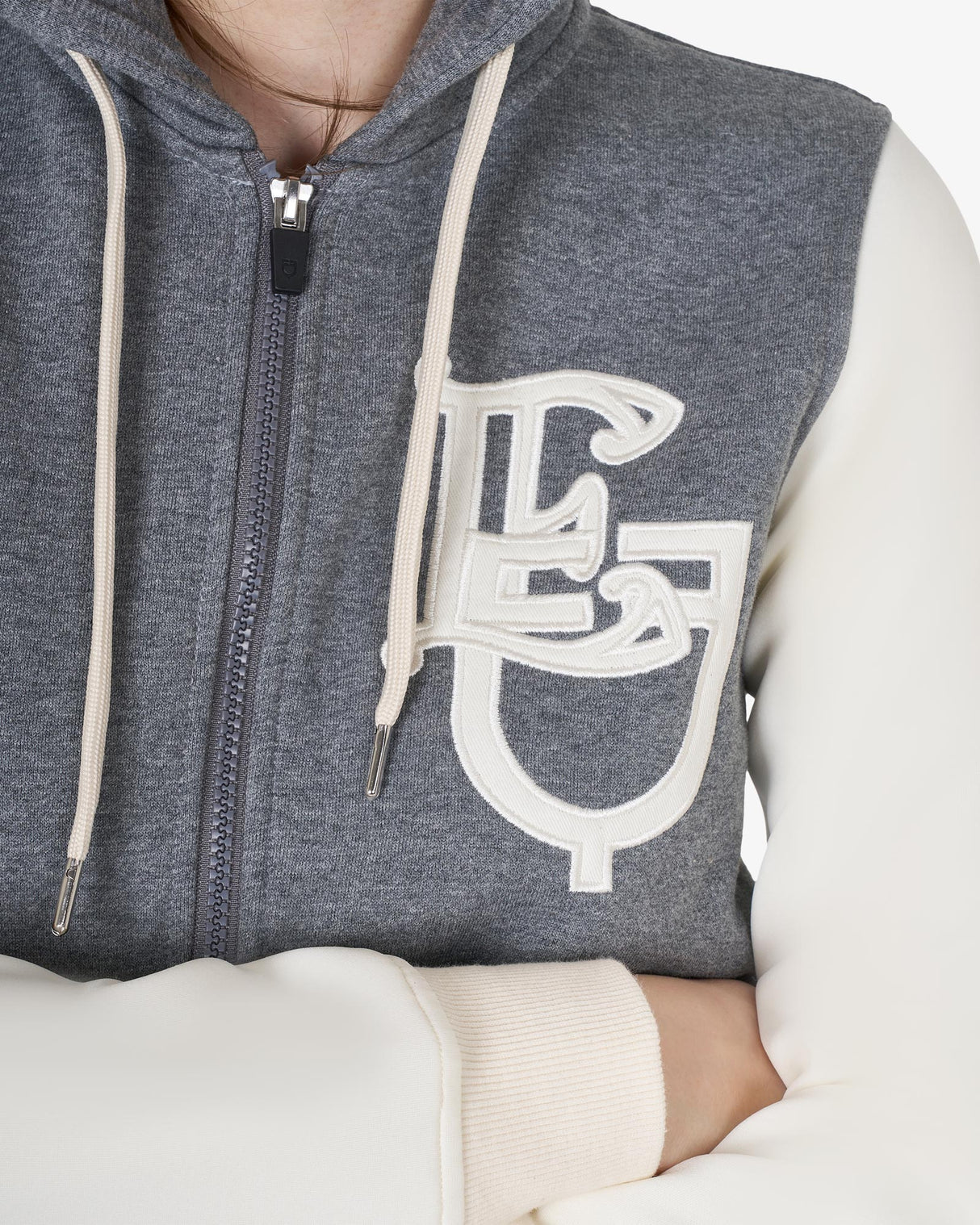 Felpa donna EQ bicolore con zip frontale