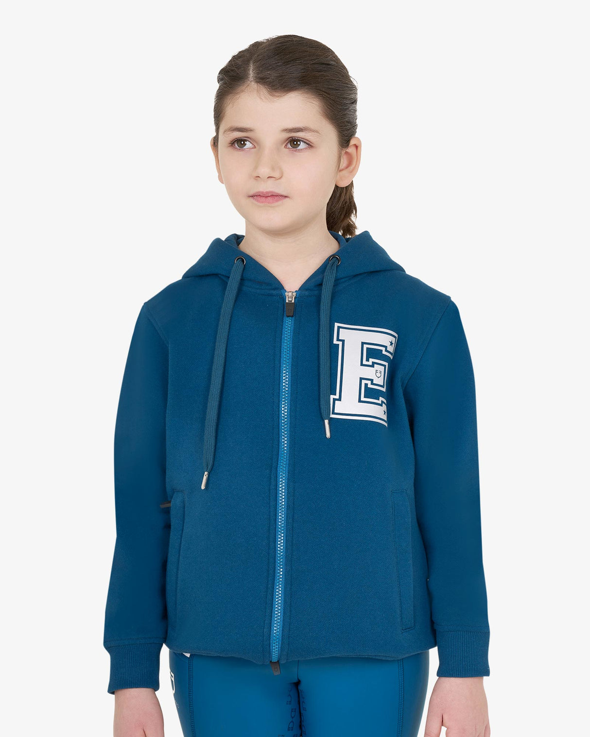 Felpa bambina con cappuccio con zip frontale Equestro