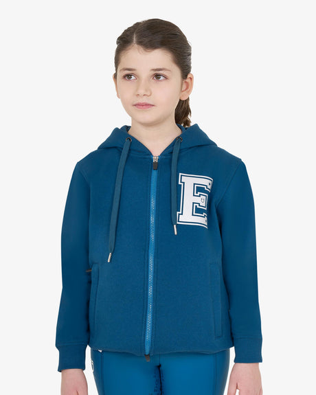 Felpa bambina con cappuccio con zip frontale Equestro
