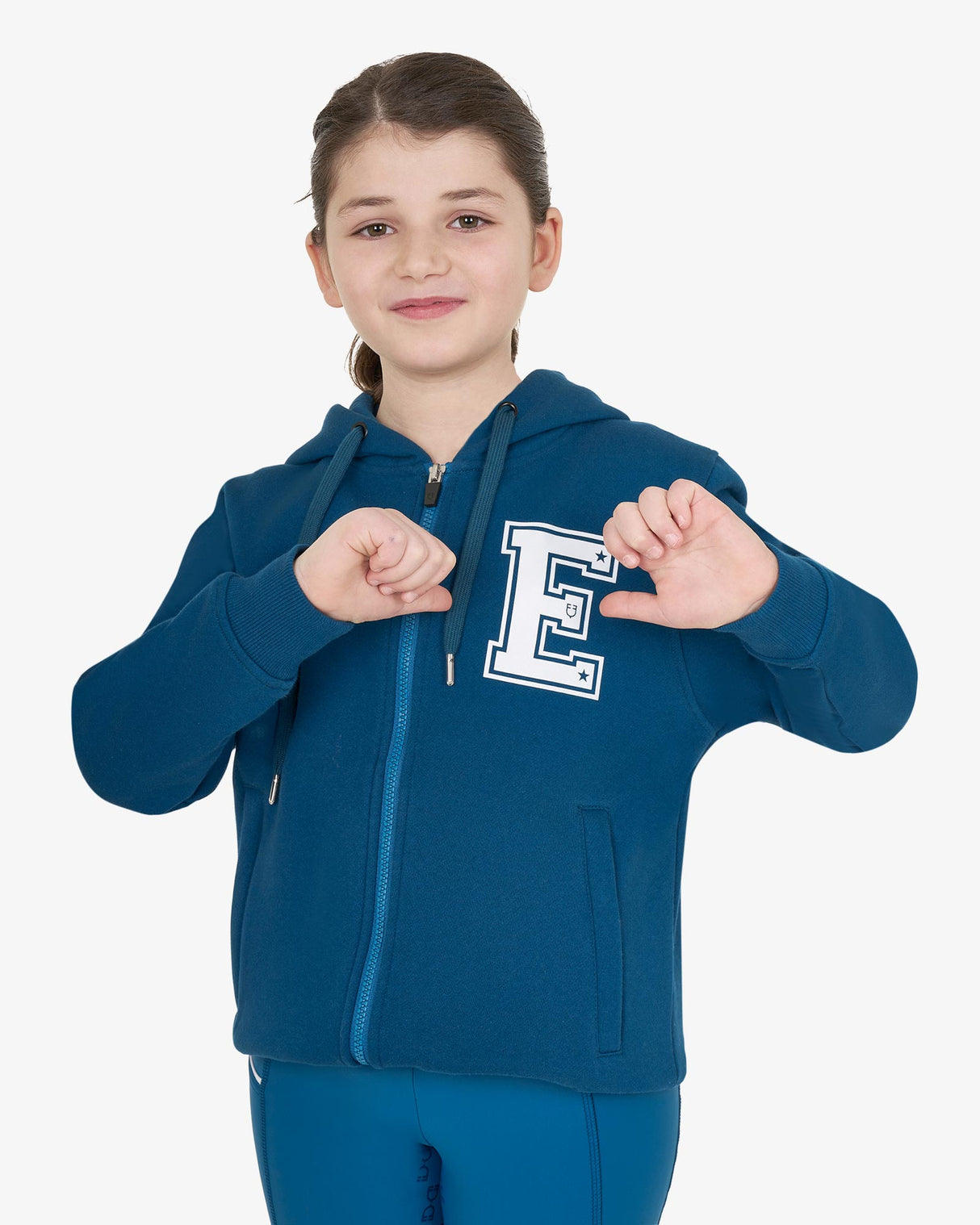 Felpa bambina con cappuccio con zip frontale Equestro