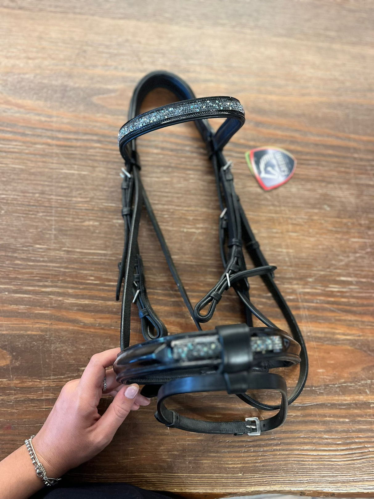 Testiera Tattini con cristali Cob nero