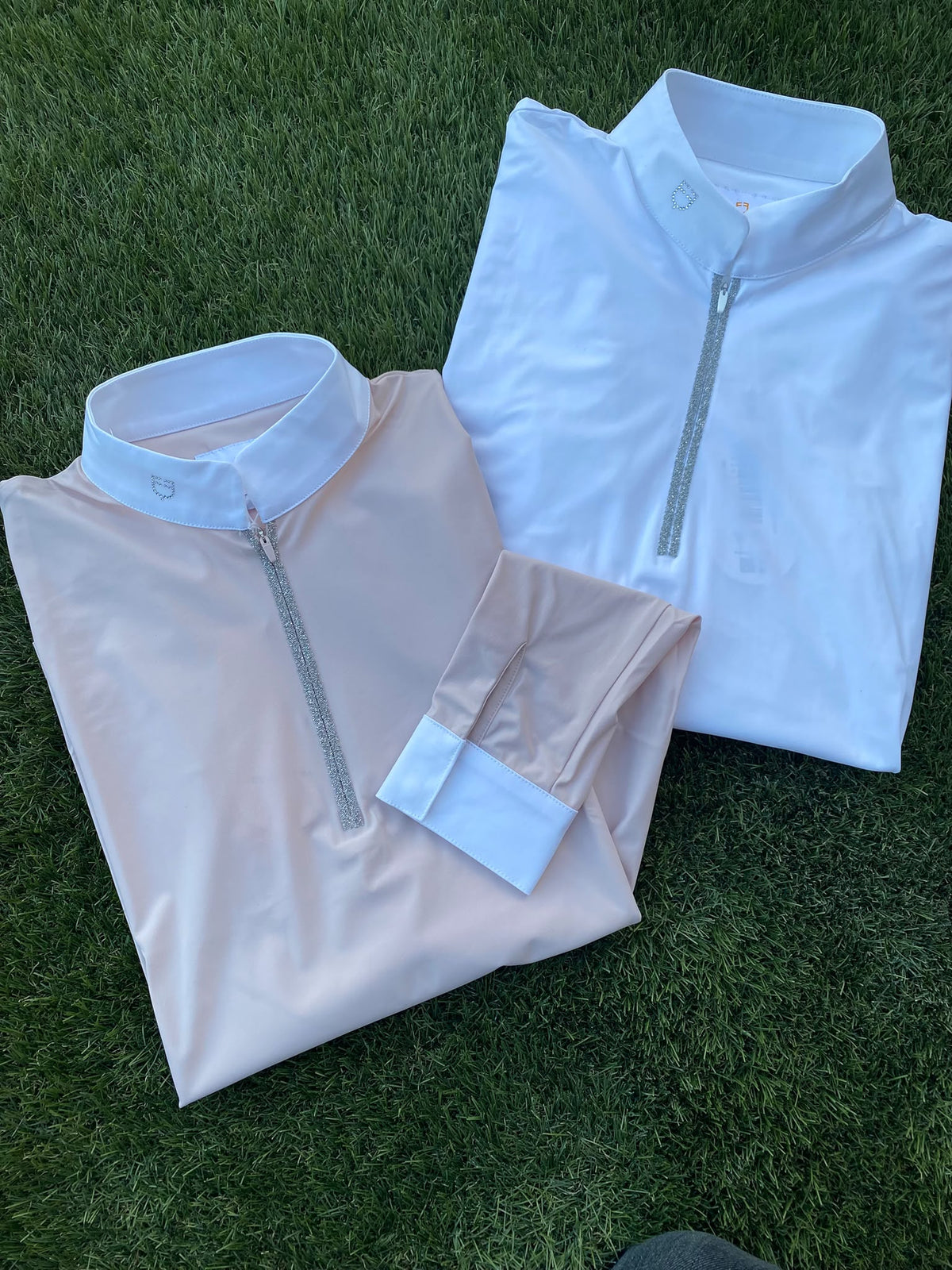 Polo da gara donna con zip e strass Equestro