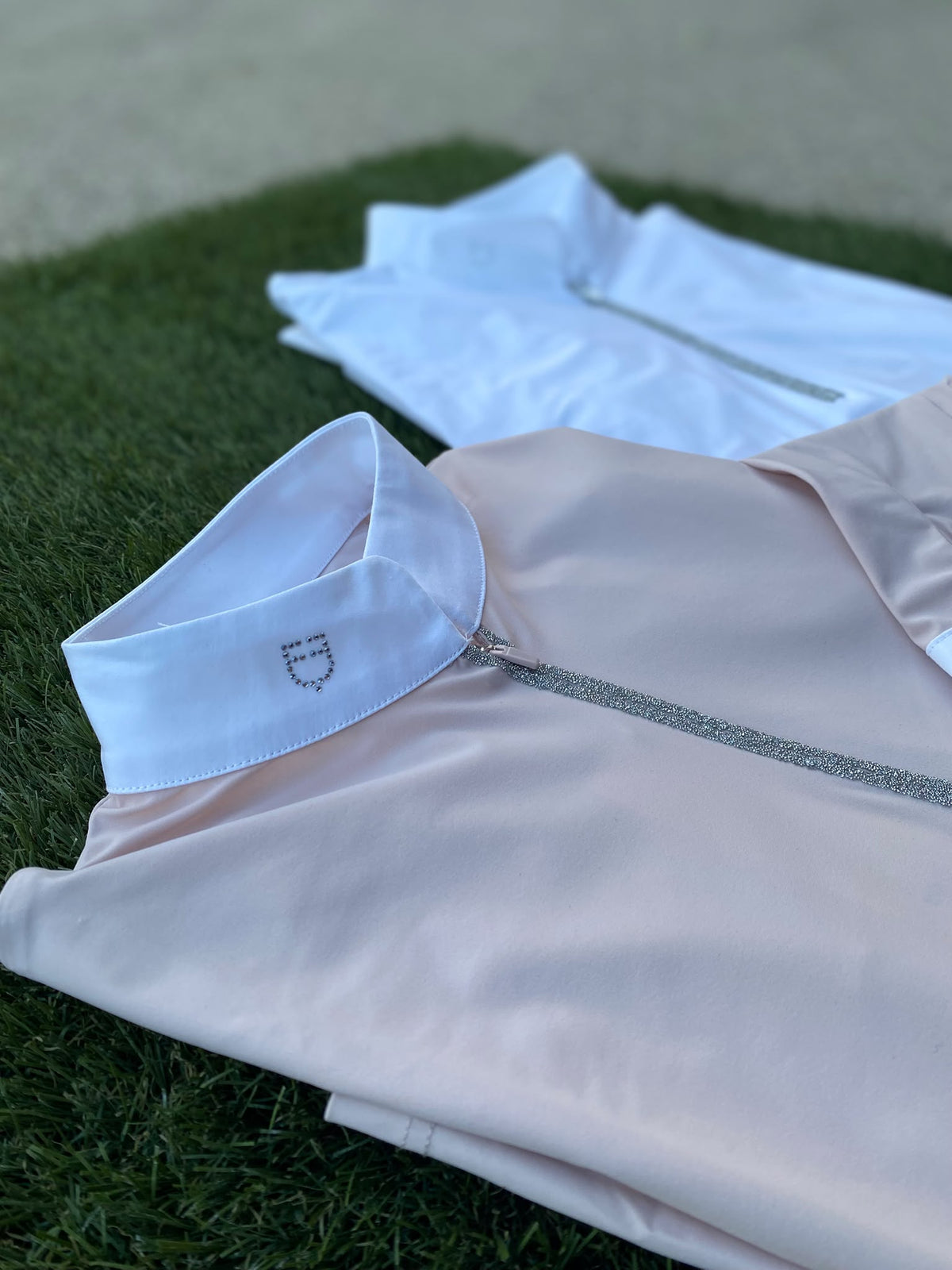 Polo da gara donna con zip e strass Equestro