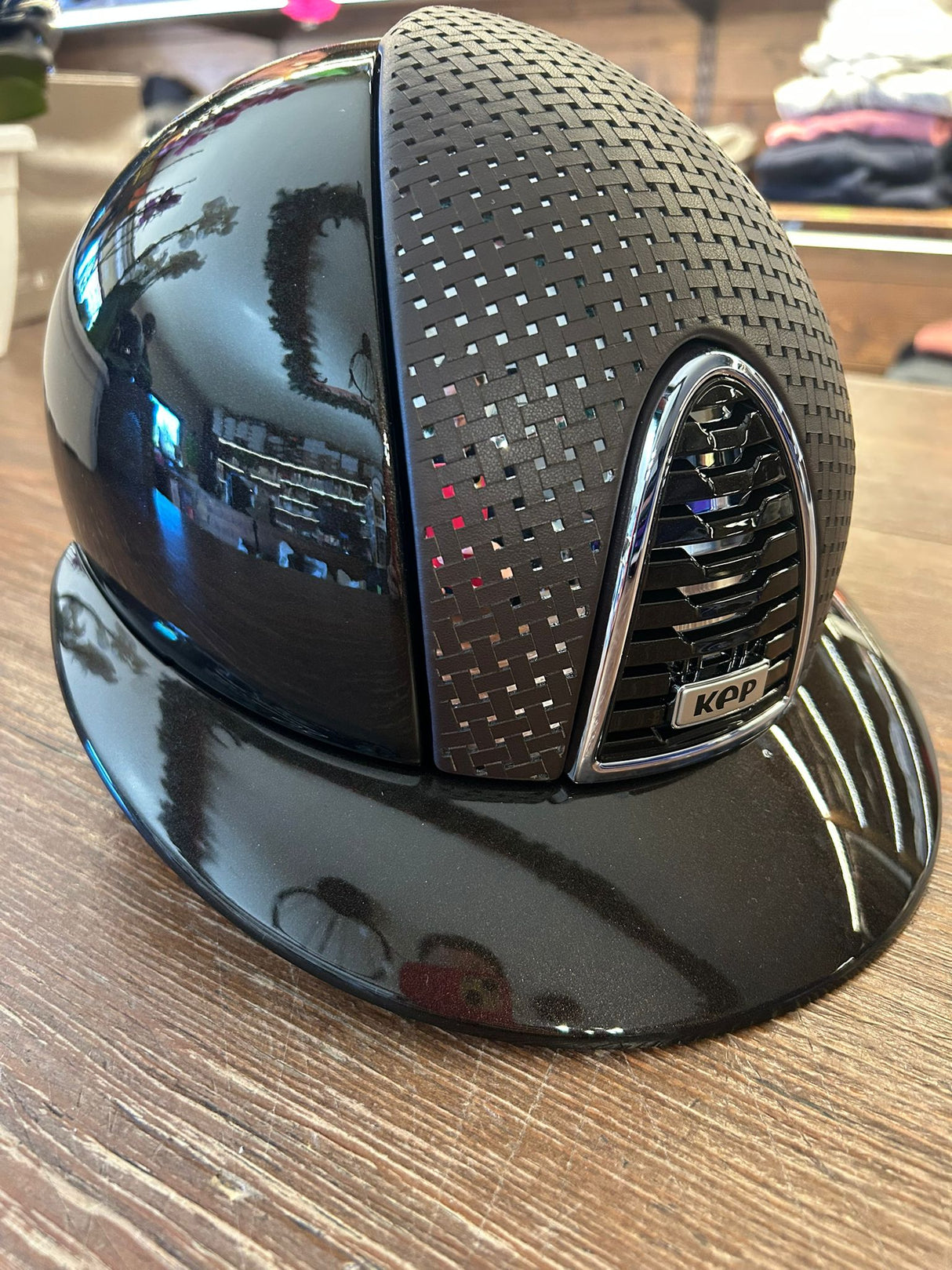 Casco equitazione Cromo 2.0 / Polish Metal Marrone / Verona marrone Cromato / Visiera Polo Large