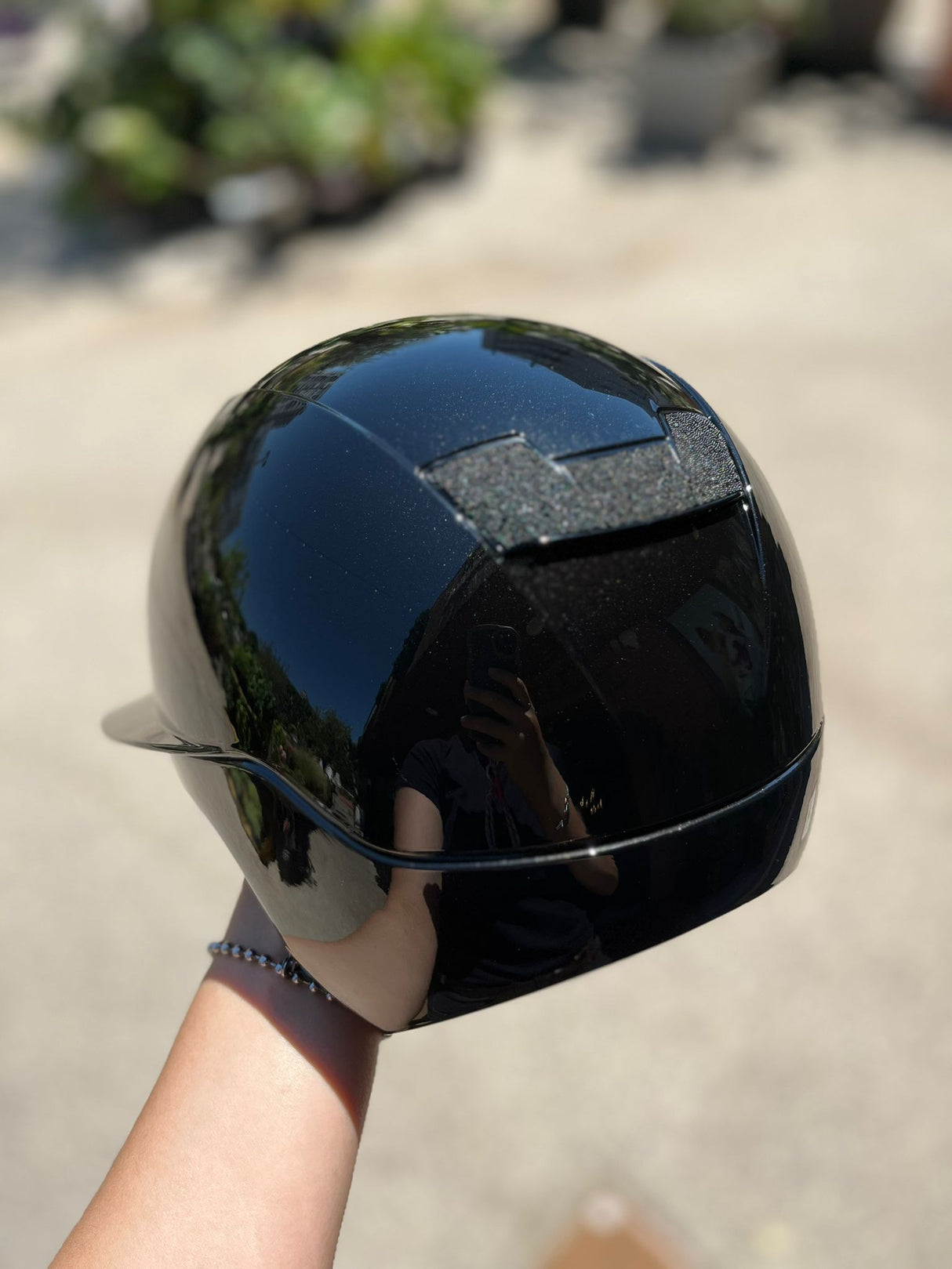 Kask Kooki Lady visiera polo black shine crystals carpet