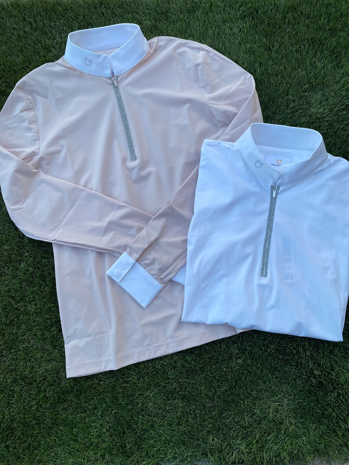 Polo da gara donna con zip e strass Equestro