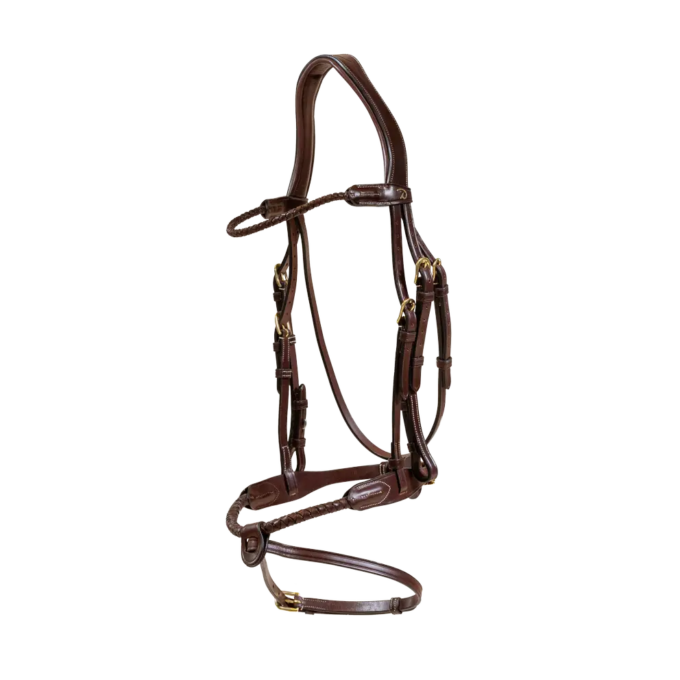 Testiera Braided Flash Noseband Dy'On marrone