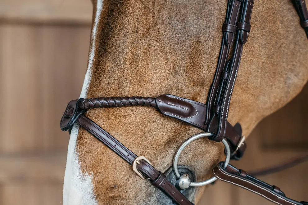 Testiera Braided Flash Noseband Dy'On marrone