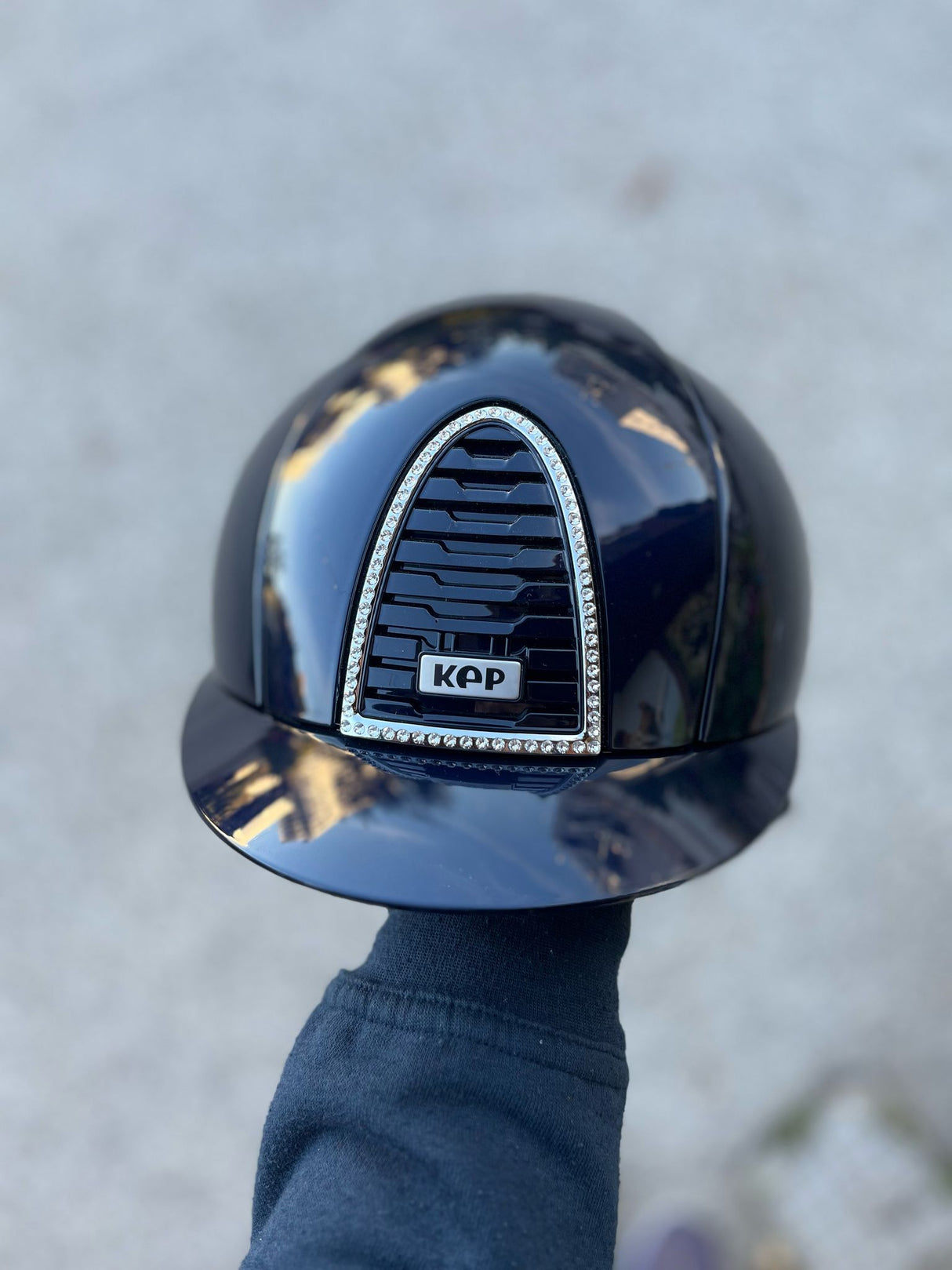 Cromo 2.0 polish metal blu e cornice con brillanti visiera piccola Kep Italia