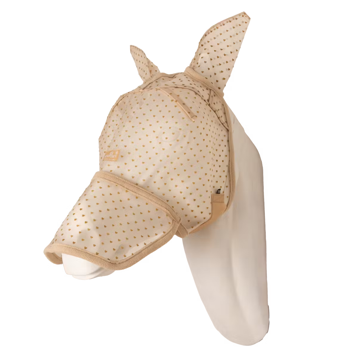 Maschera anti-mosche a forma di cuore con orecchie e naso beige