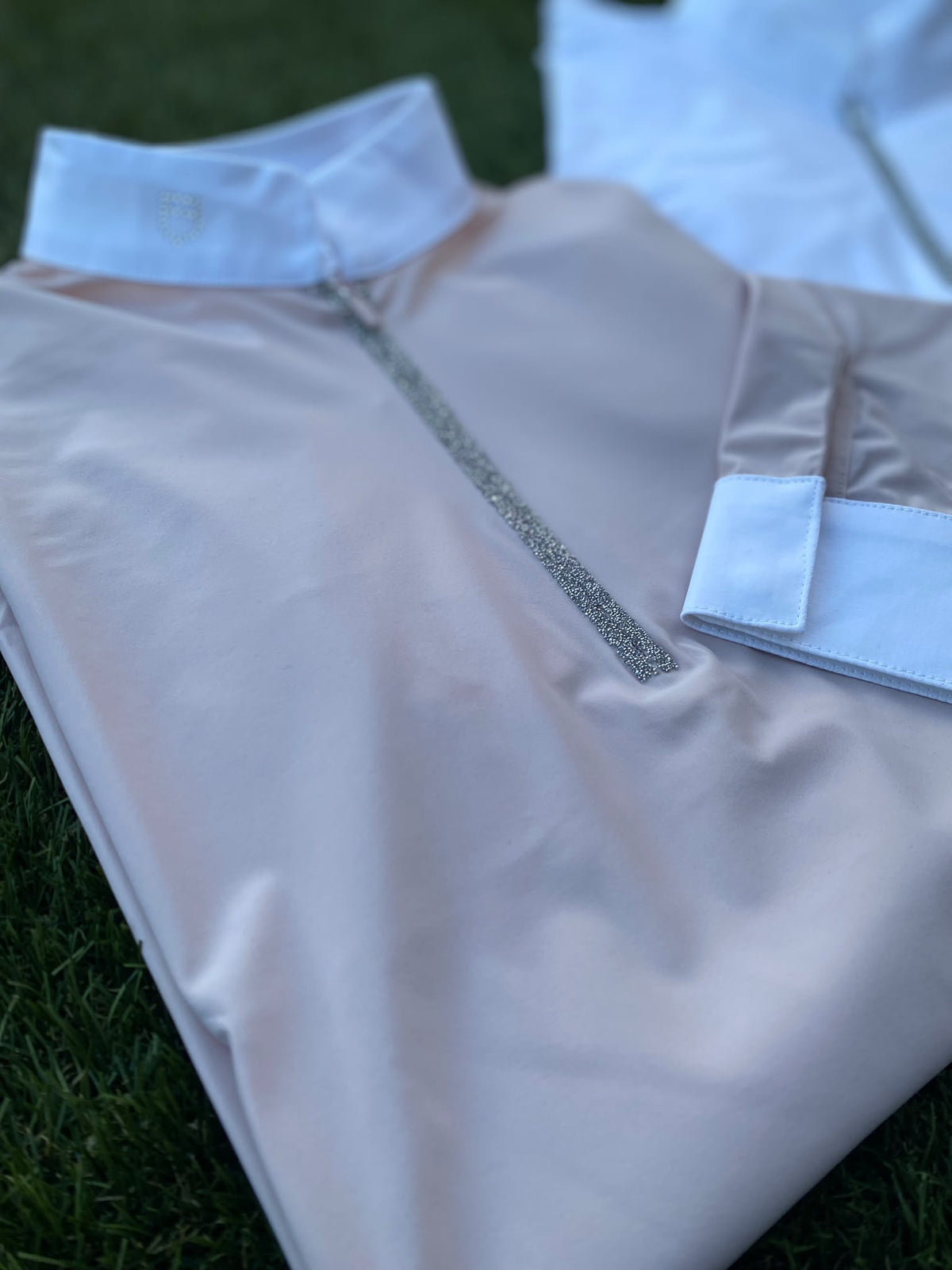 Polo da gara donna con zip e strass Equestro