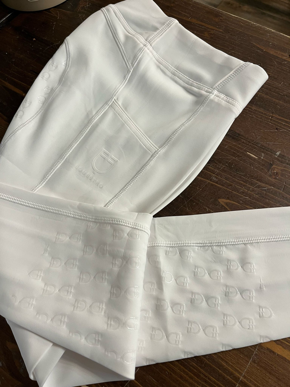 Leggings bambina Equestro full grip con logo bianco