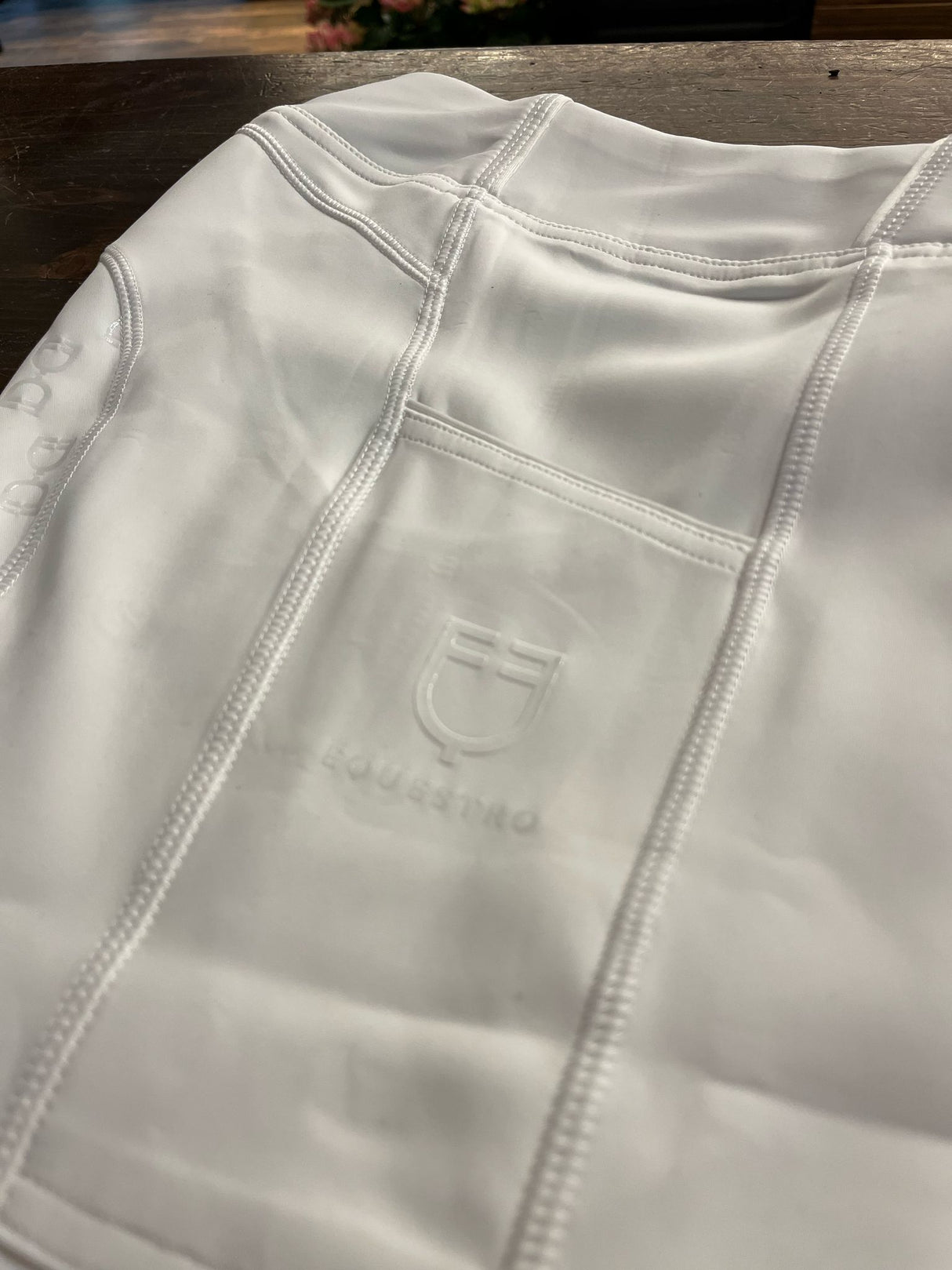 Leggings bambina Equestro full grip con logo bianco