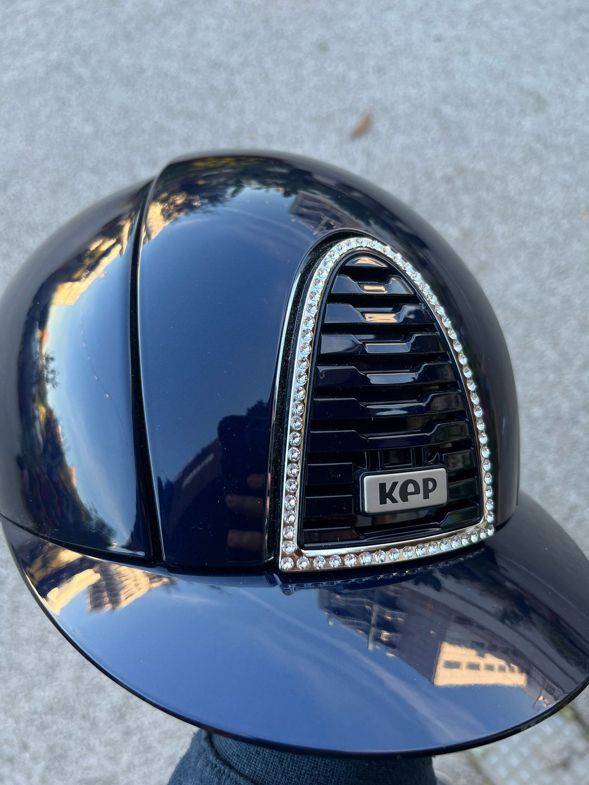 Cromo 2.0 polish metal blu e cornice con brillanti visiera piccola Kep Italia