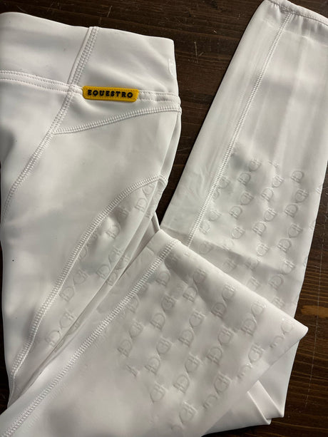 Leggings bambina Equestro full grip con logo bianco