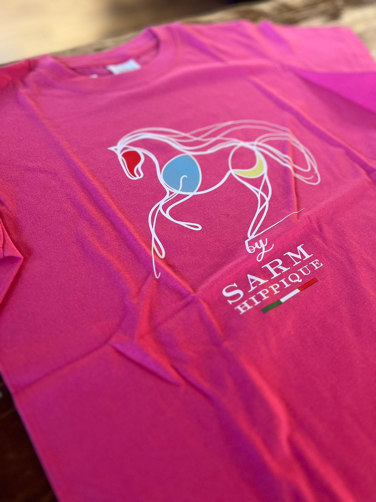T-shirt Sarm Hippique bambina con stampa cavallo stilizzato rosa