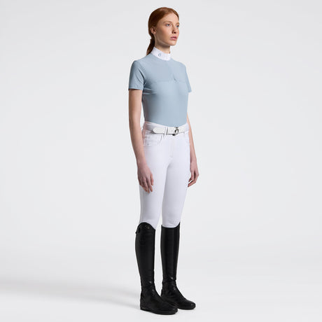 Polo donna Cavalleria Toscana a maniche corte in jersey Tecnico con zip nascosta
