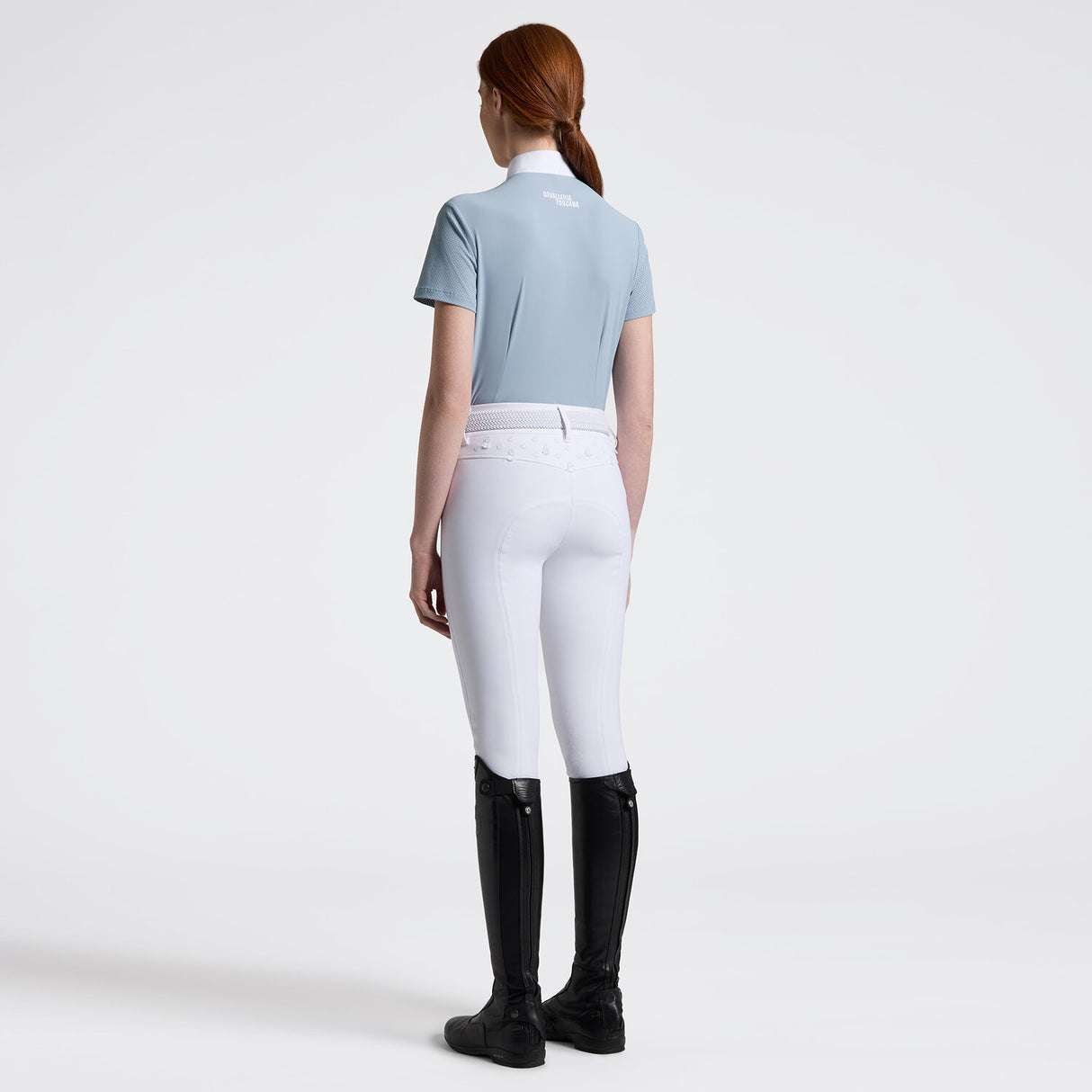 Polo donna Cavalleria Toscana a maniche corte in jersey Tecnico con zip nascosta