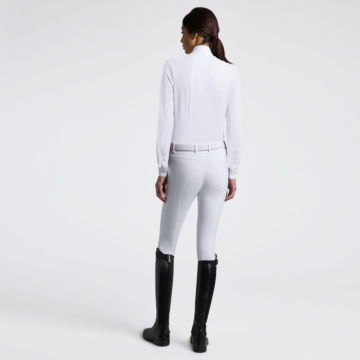 Camicia gara donna Cavalleria Toscana a Maniche Lunghe con Fantasia a Righe bianco/bianco