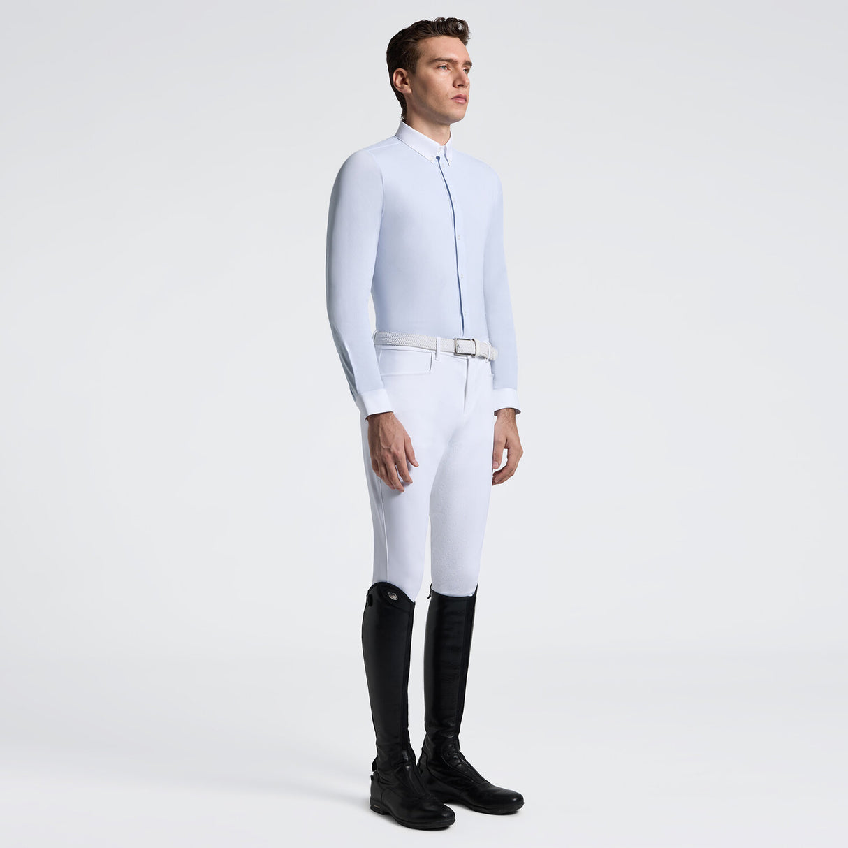 Camicia da gara uomo a maniche lunghe Cavalleria Toscana celeste