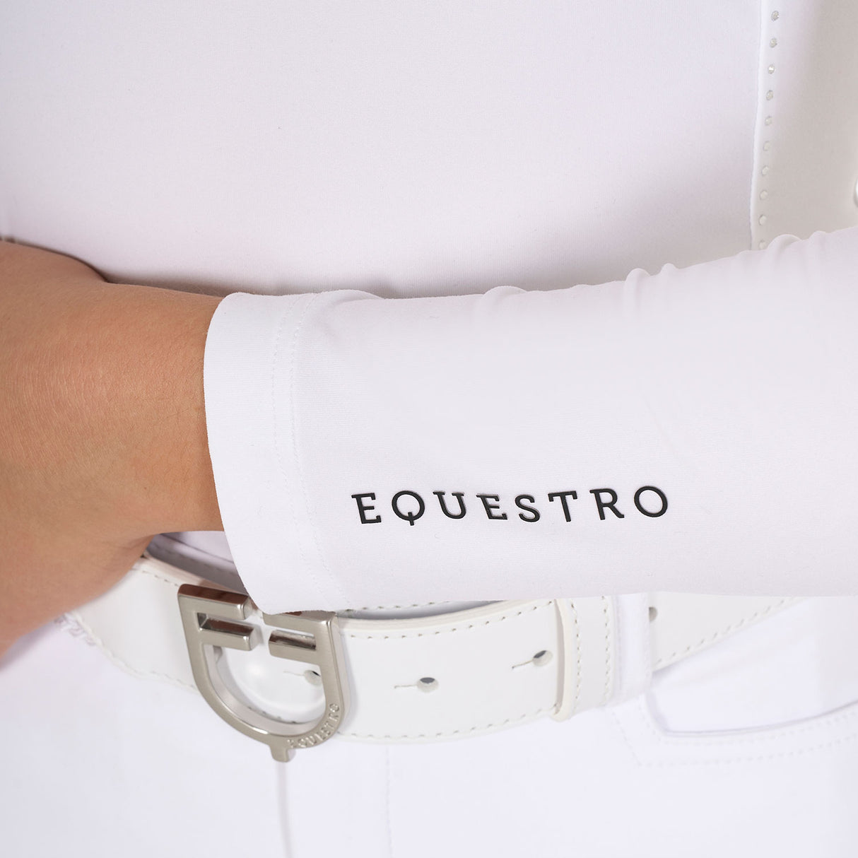 Polo da gara bambina Equestro con pettorina bianca e strass