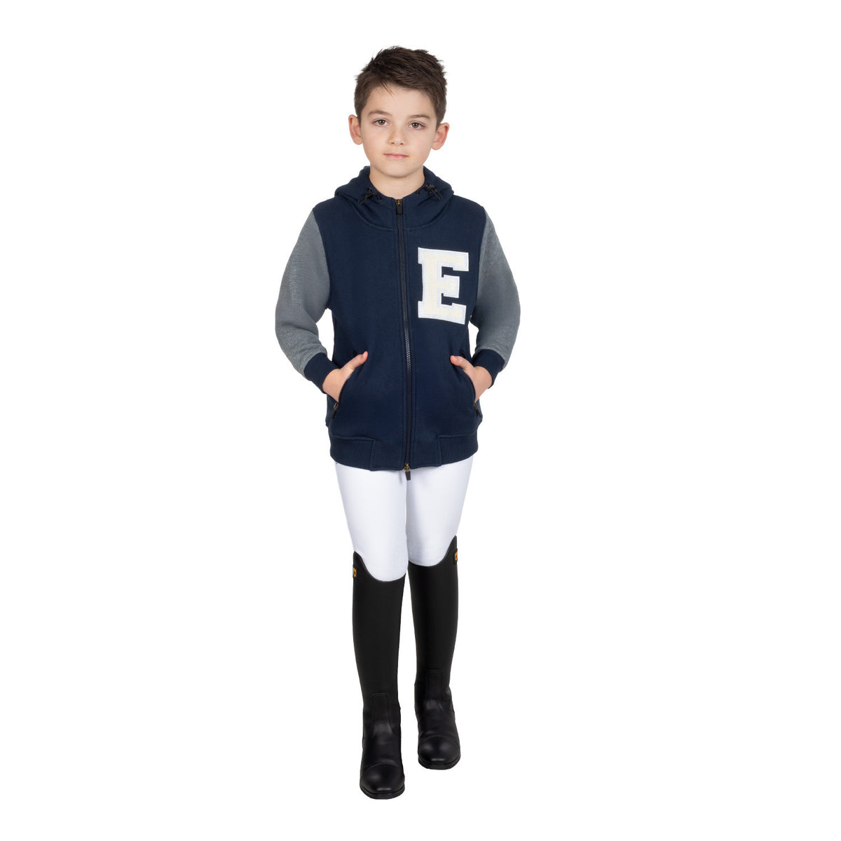 Felpa bambino istituzionale bicolore con zip frontale Equestro