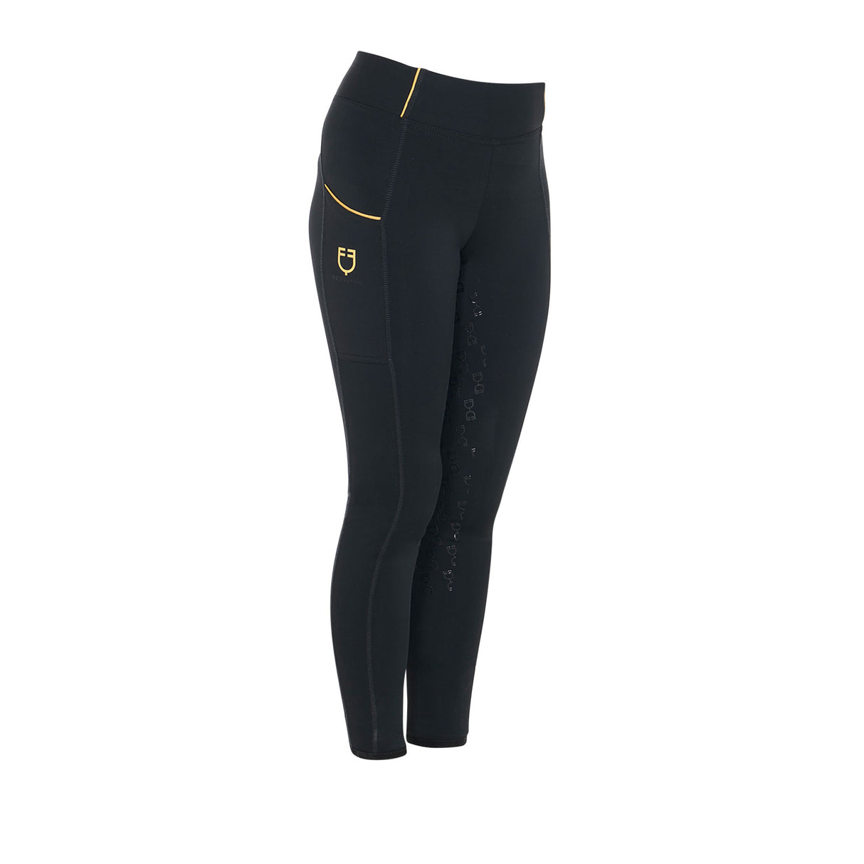 Leggins bambina slim fit grip con logo Equestro nero