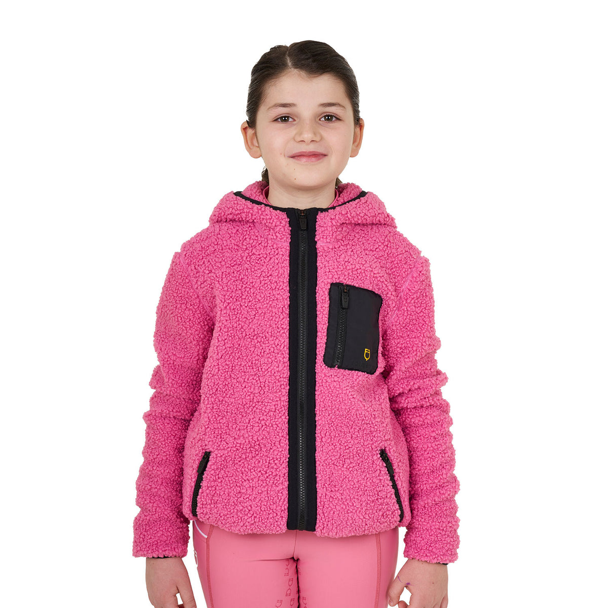 Felpa bambina in pile ricciolo con zip frontale Equestro