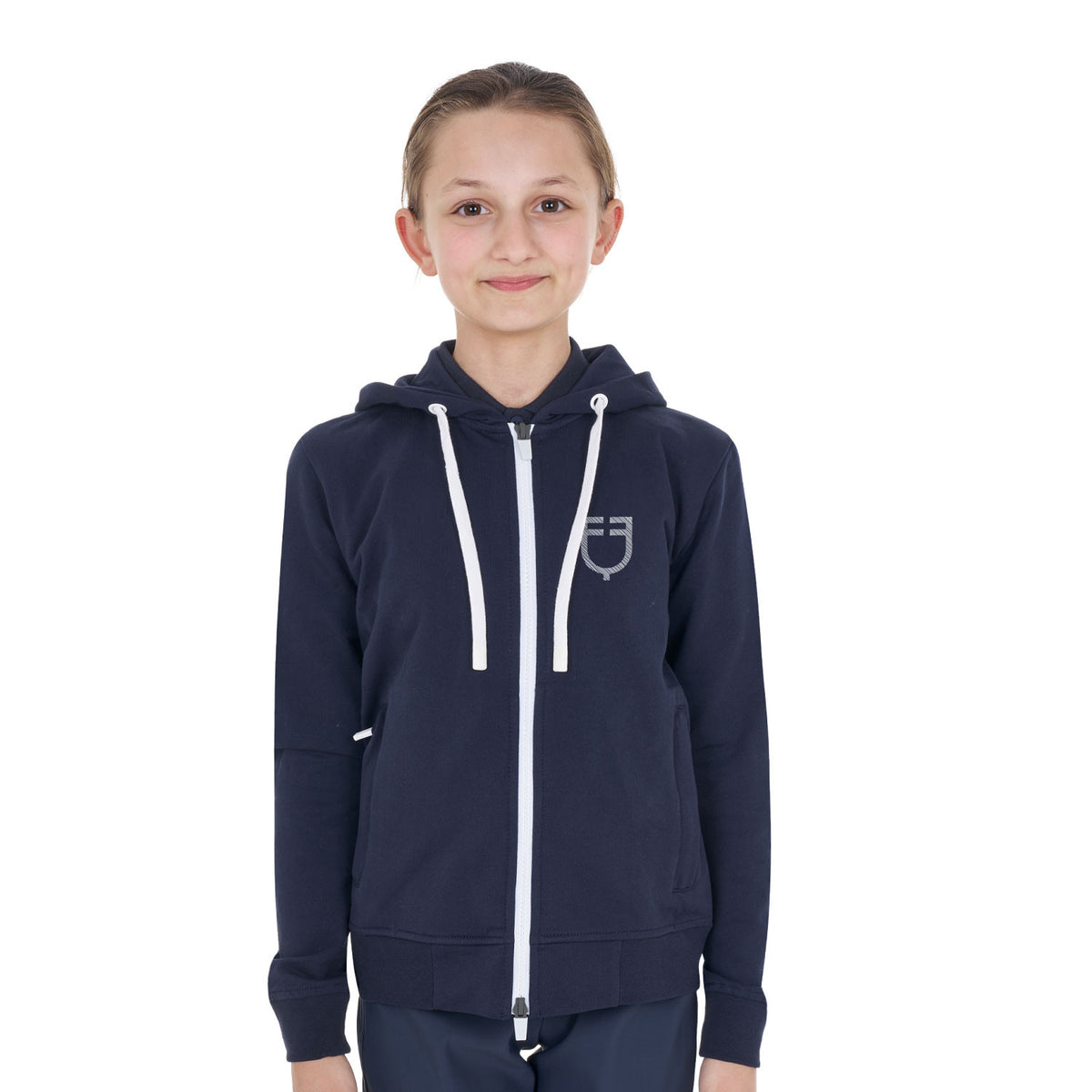 Felpa bambini unisex con cappuccio e zip frontale Equestro