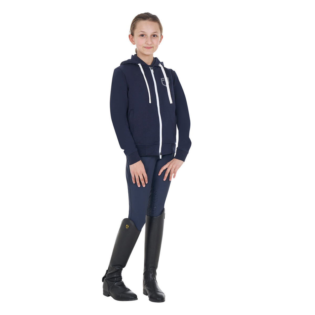 Felpa bambini unisex con cappuccio e zip frontale Equestro