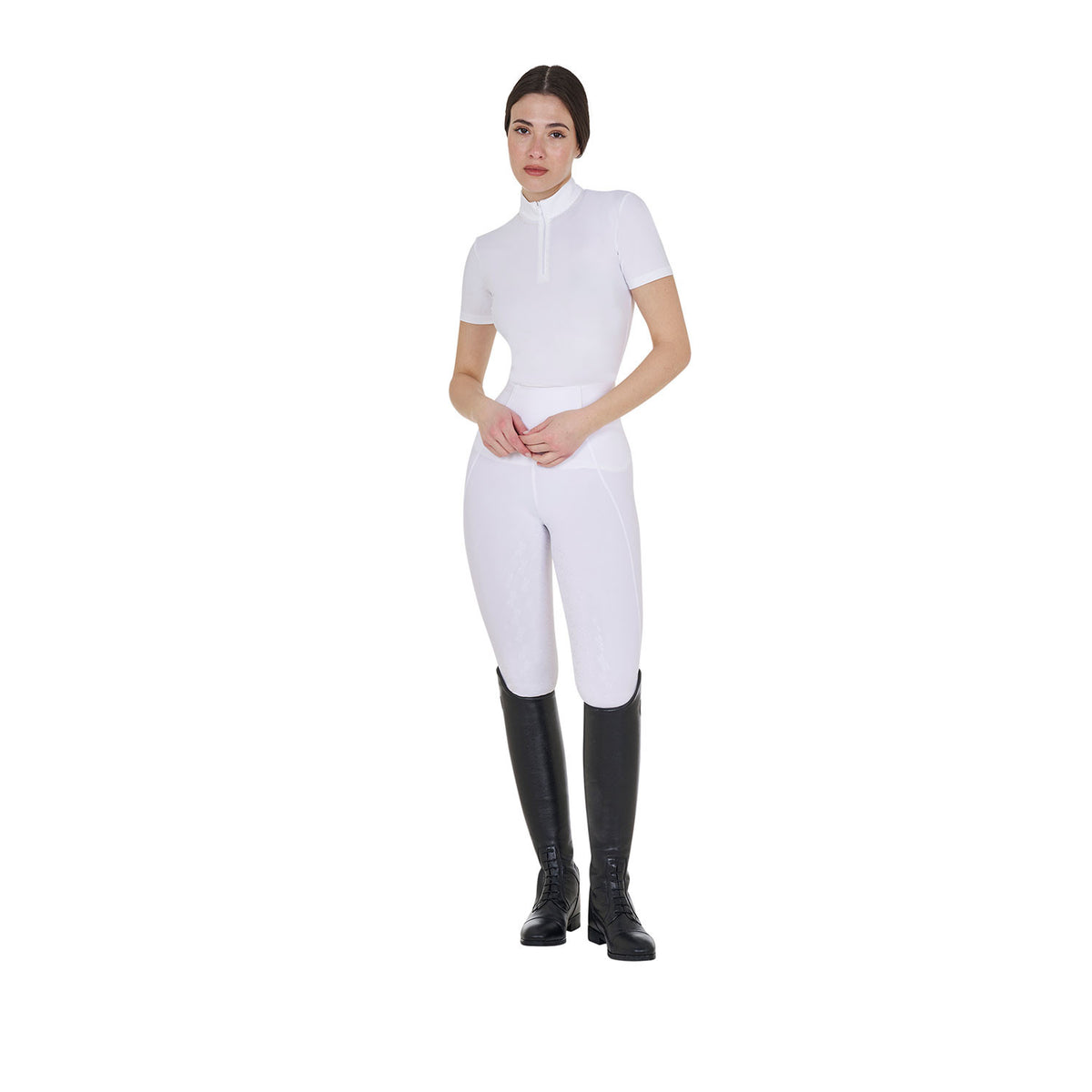 Leggings donna slip fit full Grip Equestro white/white