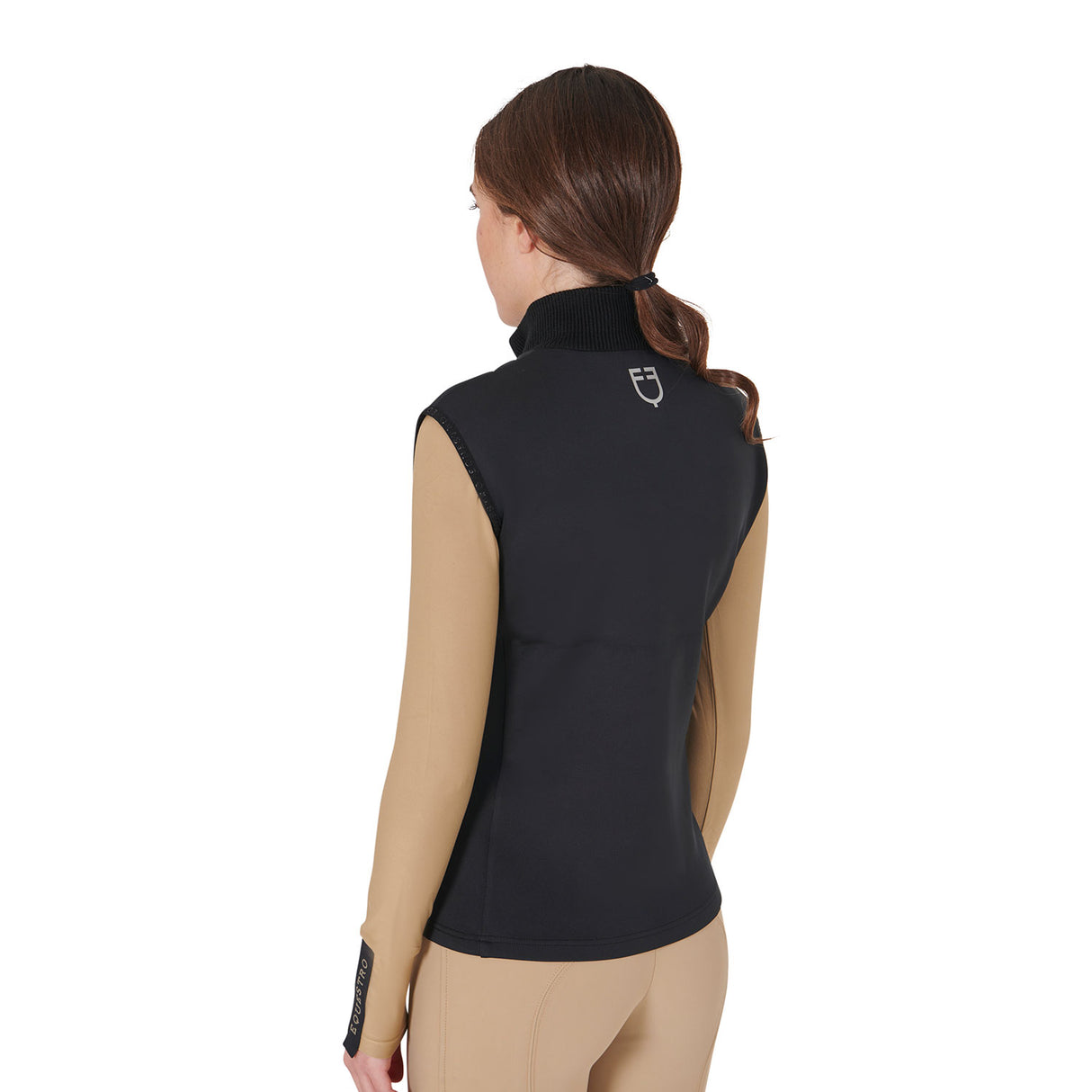 Smanicato donna misto tecnico con zip nero Equestro