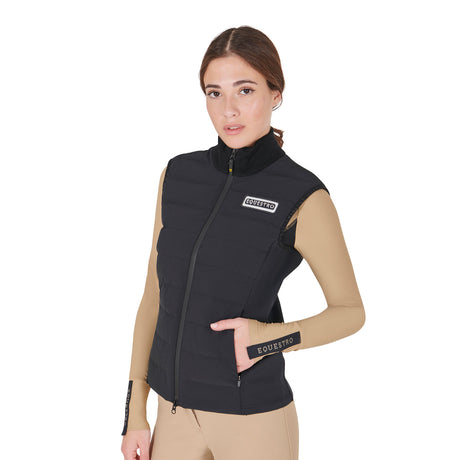 Smanicato donna misto tecnico con zip nero Equestro