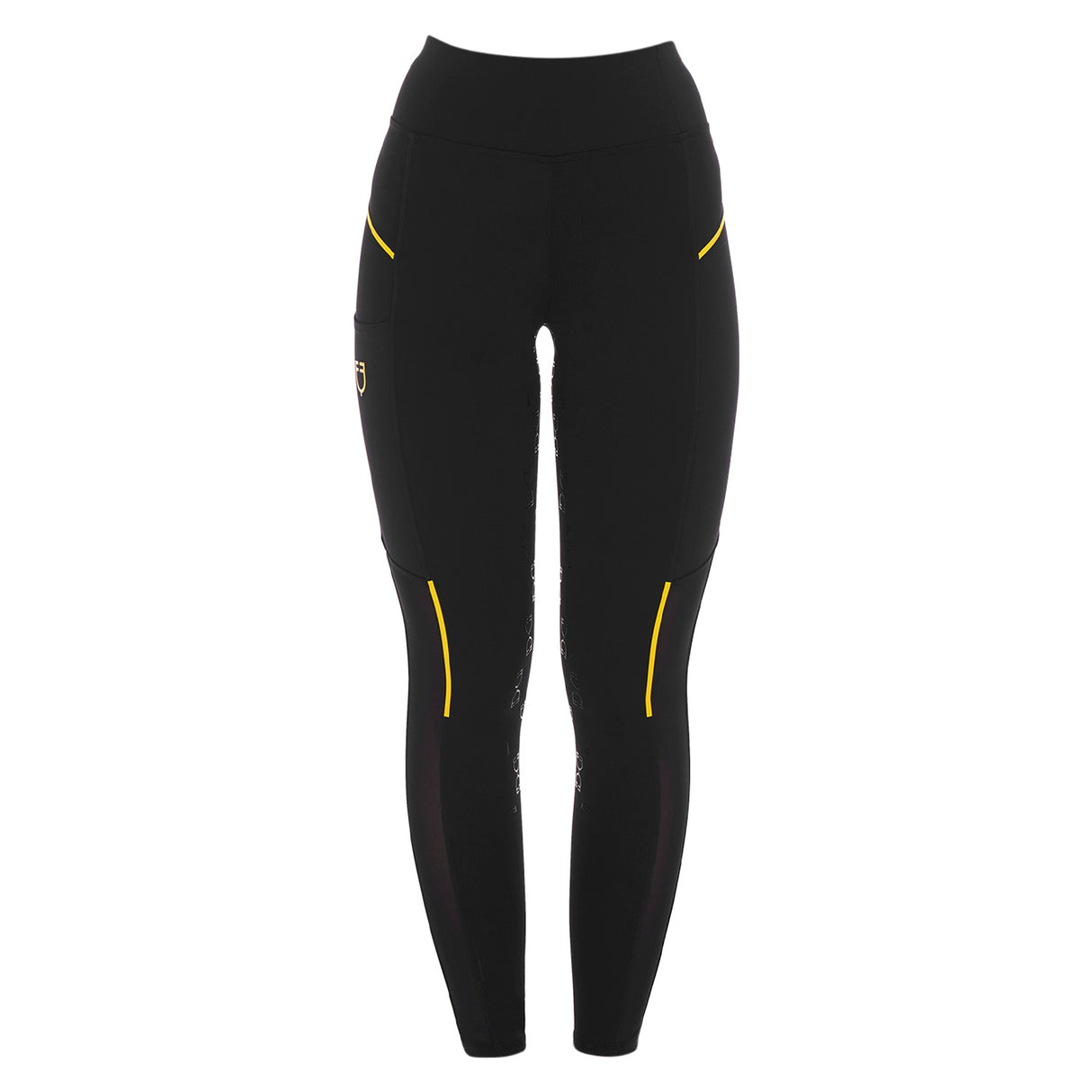 Leggings da donna full grip con inserti in tessuto microtraforato Equestro nero