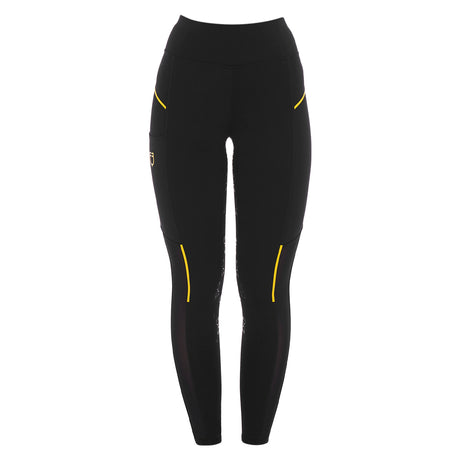 Leggings da donna full grip con inserti in tessuto microtraforato Equestro nero