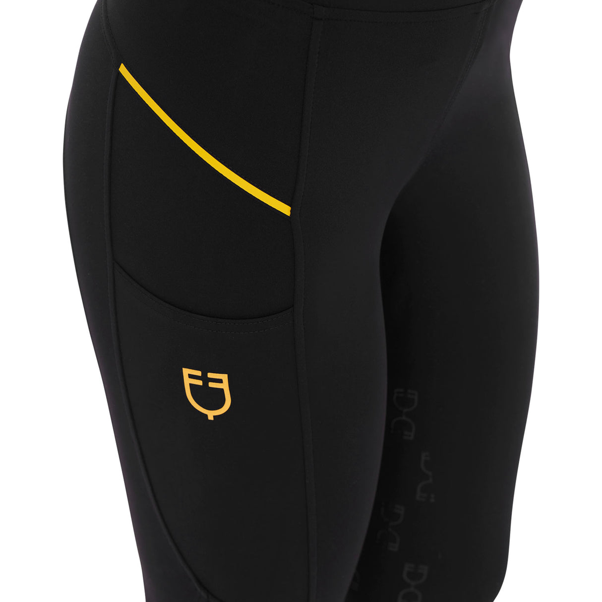 Leggings da donna full grip con inserti in tessuto microtraforato Equestro nero