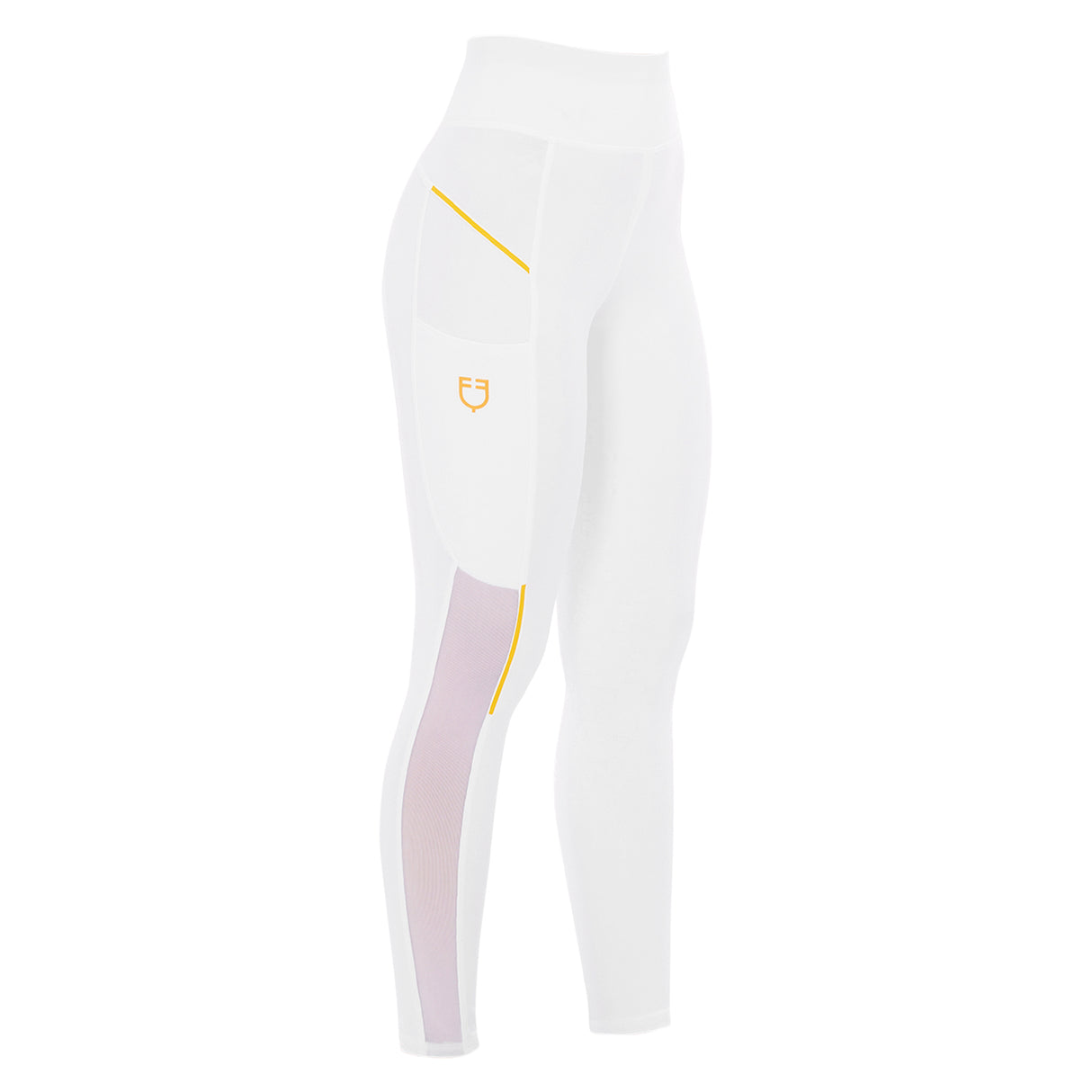Leggings da donna full grip con inserti in tessuto microtraforato Equestro bianco