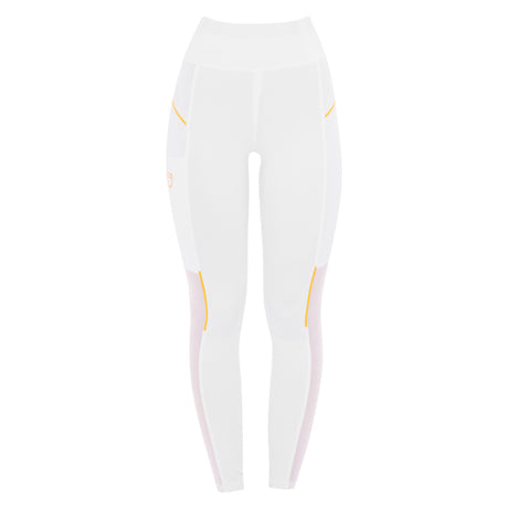 Leggings da donna full grip con inserti in tessuto microtraforato Equestro bianco