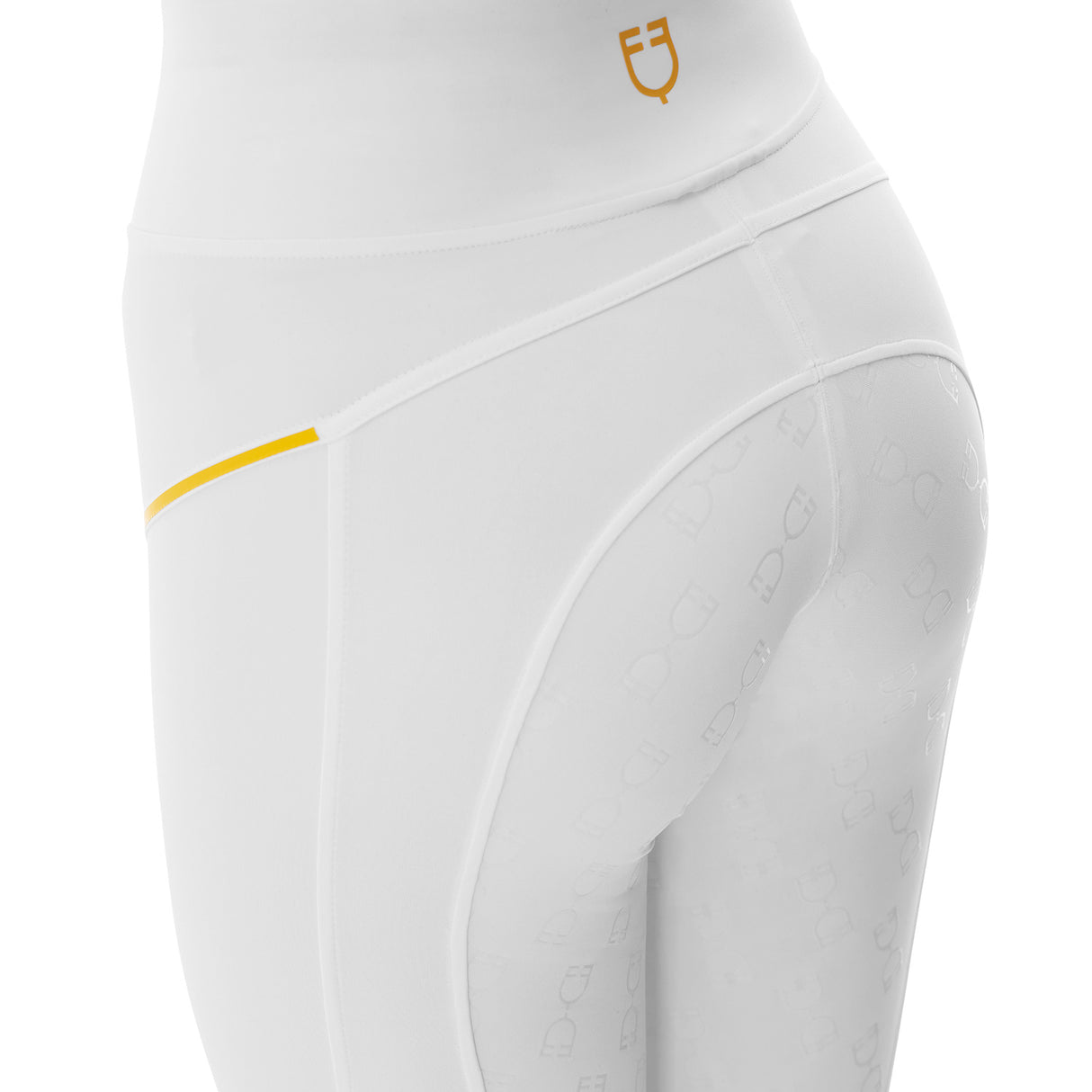 Leggings da donna full grip con inserti in tessuto microtraforato Equestro bianco
