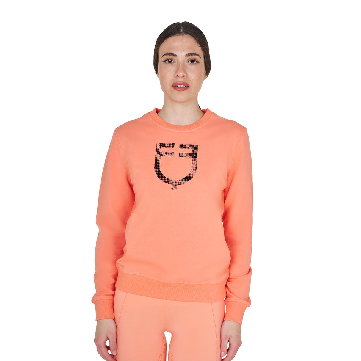Felpa donna girocollo con logo sul petto Equestro