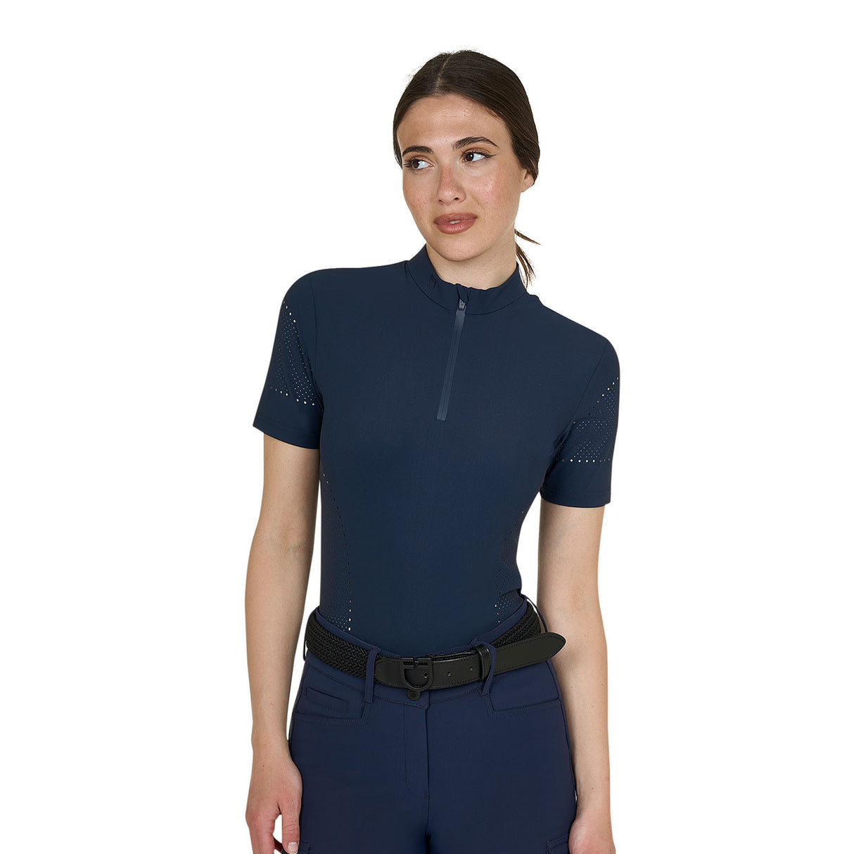 T-shirt donna da allenamento in tessuto tecnico con microfori Equestro