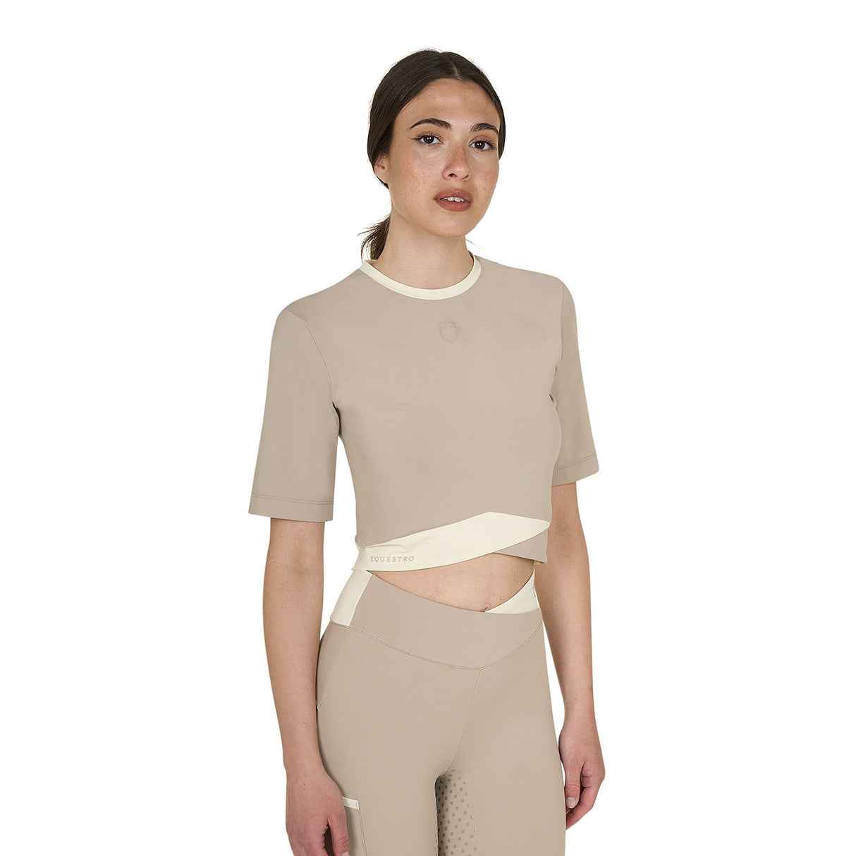 T-shirt crop donna in tessuto tecnico Equestro