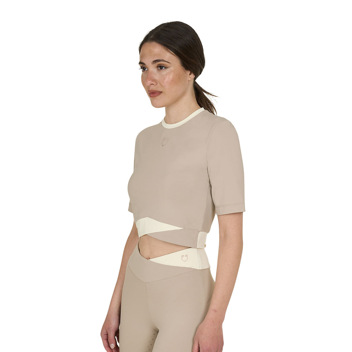 T-shirt crop donna in tessuto tecnico Equestro