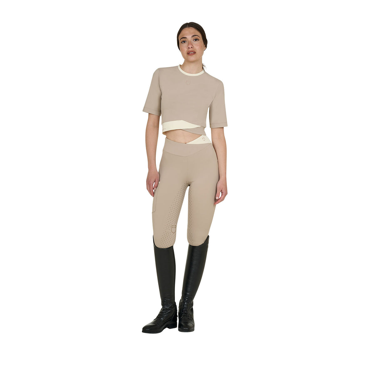 T-shirt crop donna in tessuto tecnico Equestro