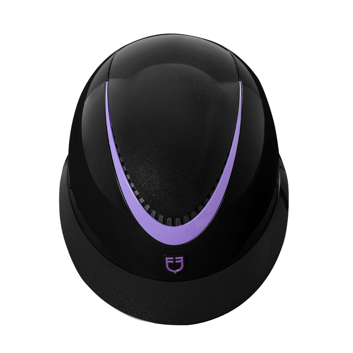 Cap lucido cinturino in ecopelle omologazione EN 1384-2023 nero/violetto